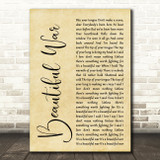 Kings Of Leon Beautiful War Rustic Script Decorative Wall Art Gift Song Lyric Print