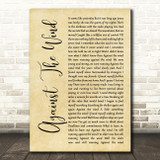 Bob Seger Against The Wind Rustic Script Decorative Wall Art Gift Song Lyric Print