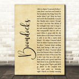 Little Big Town Boondocks Rustic Script Decorative Wall Art Gift Song Lyric Print