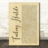 Pantera Fucking Hostile Rustic Script Decorative Wall Art Gift Song Lyric Print