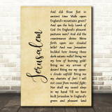 Hubert Parry Jerusalem Rustic Script Decorative Wall Art Gift Song Lyric Print