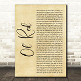 Blake Shelton Ol' Red Rustic Script Decorative Wall Art Gift Song Lyric Print