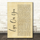 Maroon 5 Lips On You Rustic Script Decorative Wall Art Gift Song Lyric Print