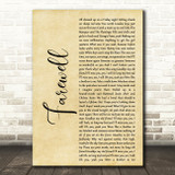 Rod Stewart Farewell Rustic Script Decorative Wall Art Gift Song Lyric Print