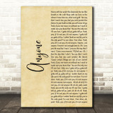 Justin Bieber Anyone Rustic Script Decorative Wall Art Gift Song Lyric Print