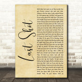 Kip Moore Last Shot Rustic Script Decorative Wall Art Gift Song Lyric Print