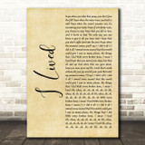 OneRepublic I Lived Rustic Script Decorative Wall Art Gift Song Lyric Print