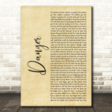 Erykah Badu Danger Rustic Script Decorative Wall Art Gift Song Lyric Print