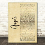 Tom Walker Angels Rustic Script Decorative Wall Art Gift Song Lyric Print