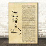 Eminem Beautiful Rustic Script Decorative Wall Art Gift Song Lyric Print