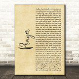 Disturbed Prayer Rustic Script Decorative Wall Art Gift Song Lyric Print