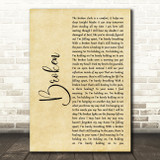 Lifehouse Broken Rustic Script Decorative Wall Art Gift Song Lyric Print