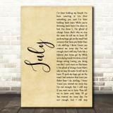 Noah Cyrus July Rustic Script Decorative Wall Art Gift Song Lyric Print