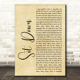 James Sit Down Rustic Script Decorative Wall Art Gift Song Lyric Print