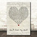 Bob Marley & The Wailers Dont Rock My Boat Script Heart Decorative Wall Art Gift Song Lyric Print