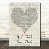 Whitney Houston Ft. George Michael If I Told You That Script Heart Wall Art Gift Song Lyric Print