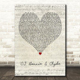 JAY-Z Featuring Beyoncé 03 Bonnie & Clyde Script Heart Decorative Wall Art Gift Song Lyric Print