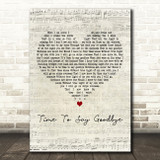 Sarah Brightman feat. Andrea Bocelli Time To Say Goodbye Script Heart Wall Art Song Lyric Print