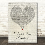 Mary J. Blige Featuring Smif-N-Wessun I Love You (Remix) Script Heart Wall Art Song Lyric Print