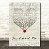 Kenny Rogers & Dottie West You Needed Me Script Heart Decorative Wall Art Gift Song Lyric Print