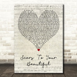 Alessia Cara Scars To Your Beautiful Script Heart Decorative Wall Art Gift Song Lyric Print