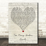 Jason Donovan Too Many Broken Hearts Script Heart Decorative Wall Art Gift Song Lyric Print