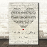 Foster The People I Would Do Anything For You Script Heart Decorative Gift Song Lyric Print