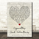 Green Day Cigarettes and Valentines Script Heart Decorative Wall Art Gift Song Lyric Print