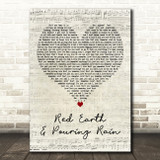 Bears Den Red Earth & Pouring Rain Script Heart Decorative Wall Art Gift Song Lyric Print