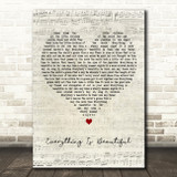 Ray Stevens Everything Is Beautiful Script Heart Decorative Wall Art Gift Song Lyric Print
