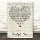 Al Green Love Is A Beautiful Thing Script Heart Decorative Wall Art Gift Song Lyric Print
