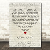 Crabb Family Where Well Never Die Script Heart Decorative Wall Art Gift Song Lyric Print
