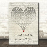 George Strait I Just Want to Dance with You Script Heart Decorative Gift Song Lyric Print