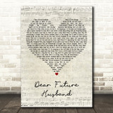 Meghan Trainor Dear Future Husband Script Heart Decorative Wall Art Gift Song Lyric Print