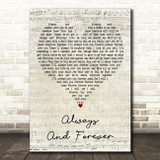 Beverley Knight Always And Forever Script Heart Decorative Wall Art Gift Song Lyric Print