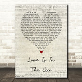 John Paul Young Love Is In The Air Script Heart Decorative Wall Art Gift Song Lyric Print