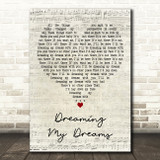The Cranberries Dreaming My Dreams Script Heart Decorative Wall Art Gift Song Lyric Print