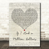 Barenaked Ladies If I Had a Million Dollars Script Heart Decorative Gift Song Lyric Print