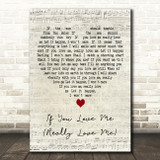 Brenda Lee If You Love Me (Really Love Me) Script Heart Decorative Gift Song Lyric Print