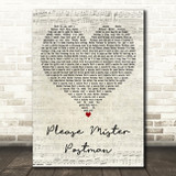 The Beatles Please Mister Postman Script Heart Decorative Wall Art Gift Song Lyric Print