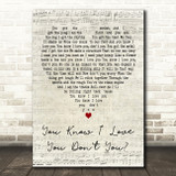 Howard Jones You Know I Love You Dont You Script Heart Decorative Gift Song Lyric Print