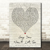 James Arthur Say You Wont Let Go Script Heart Decorative Wall Art Gift Song Lyric Print