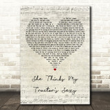 Kenny Chesney She Thinks My Tractors Sexy Script Heart Decorative Gift Song Lyric Print