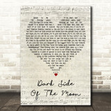 Pink Floyd Dark Side of the Moon Script Heart Decorative Wall Art Gift Song Lyric Print