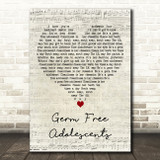 X-Ray Spex Germ Free Adolescents Script Heart Decorative Wall Art Gift Song Lyric Print