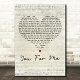 Johnny Gill You For Me (The Wedding Song) Script Heart Decorative Gift Song Lyric Print