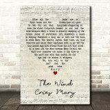 Jimi Hendrix The Wind Cries Mary Script Heart Decorative Wall Art Gift Song Lyric Print