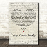 One Direction Truly Madly Deeply Script Heart Decorative Wall Art Gift Song Lyric Print