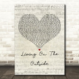 Meat Loaf Living On The Outside Script Heart Decorative Wall Art Gift Song Lyric Print