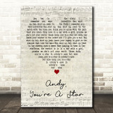 The Killers Andy, Youre A Star Script Heart Decorative Wall Art Gift Song Lyric Print